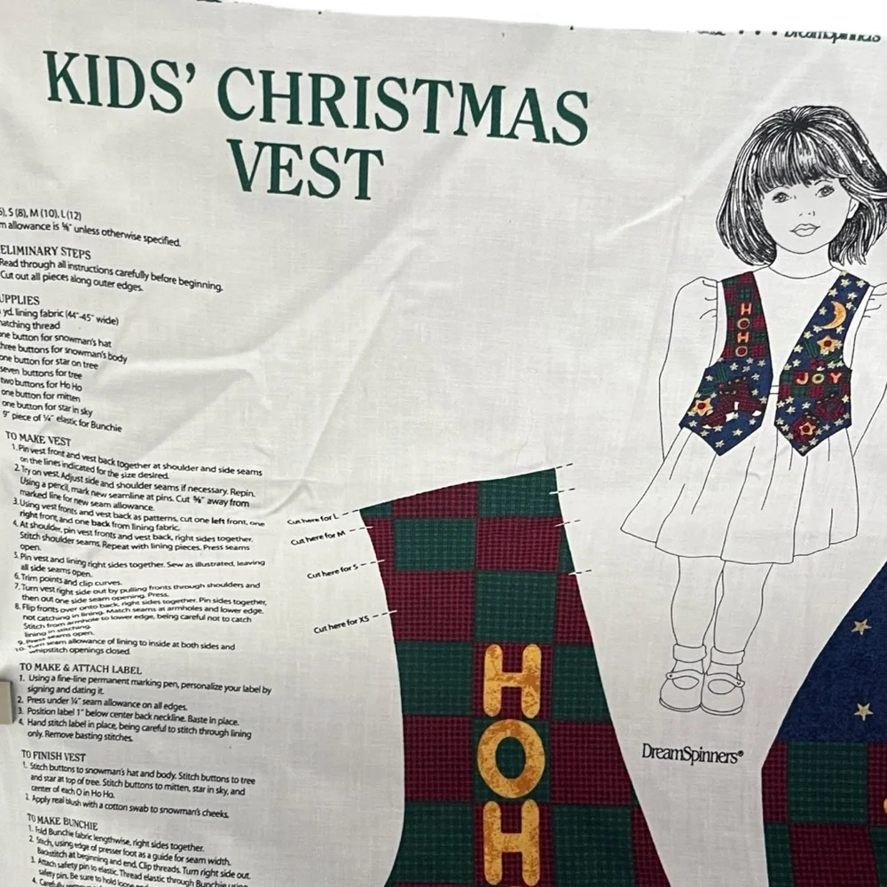 Lot of 5 Fabric Vest Patterns Kids Adult Halloween Christmas Teacher Pet School